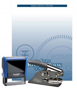 Vermont Self-Inking Notary Stamp, Hand-Held Embossing Seal and All-States Recordbook Package